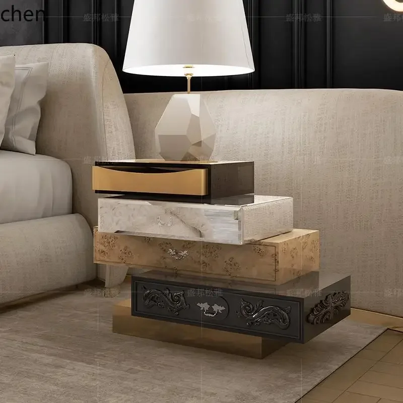 

light luxury irregular bedside table storage bedroom modern high-end creative decorative locker
