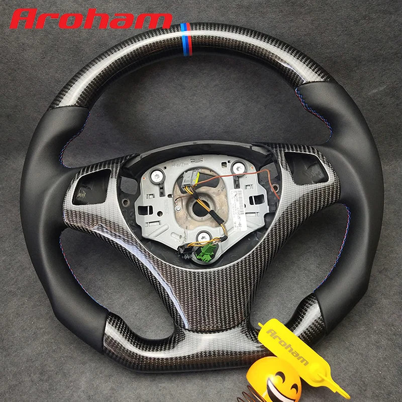 

Aroham Carbon Fiber Steering Wheel With Smooth Leather For BMW M Sport M3 E90 E91 E92 E93 E87 E81 E82 E88 3 Series 2005-2017