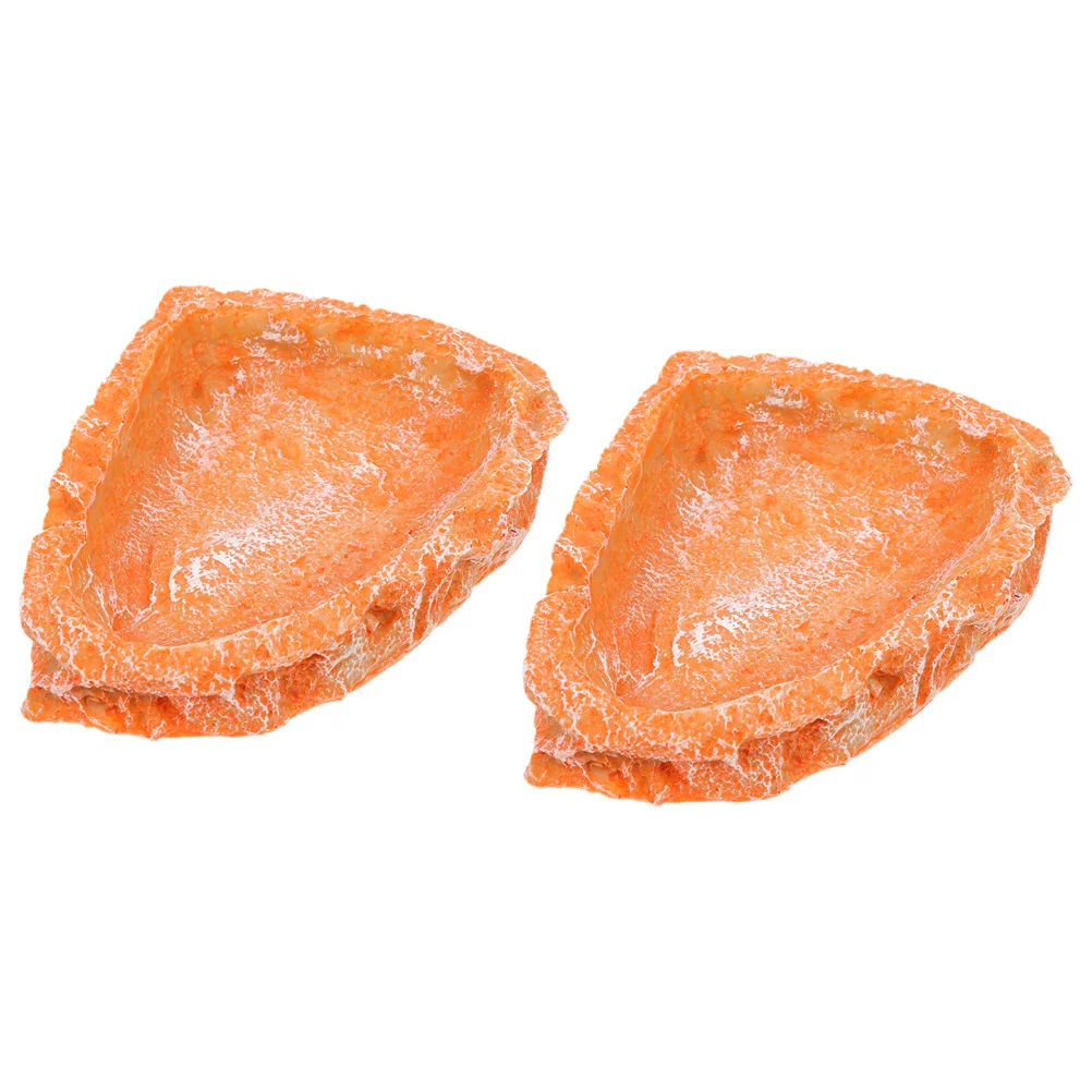 

2Pcs Tortoise Feeding Dish Resin Reptile Food Bowl for Gecko Lizard Snake Chameleon Pet Habitat Accessories Water Feeder