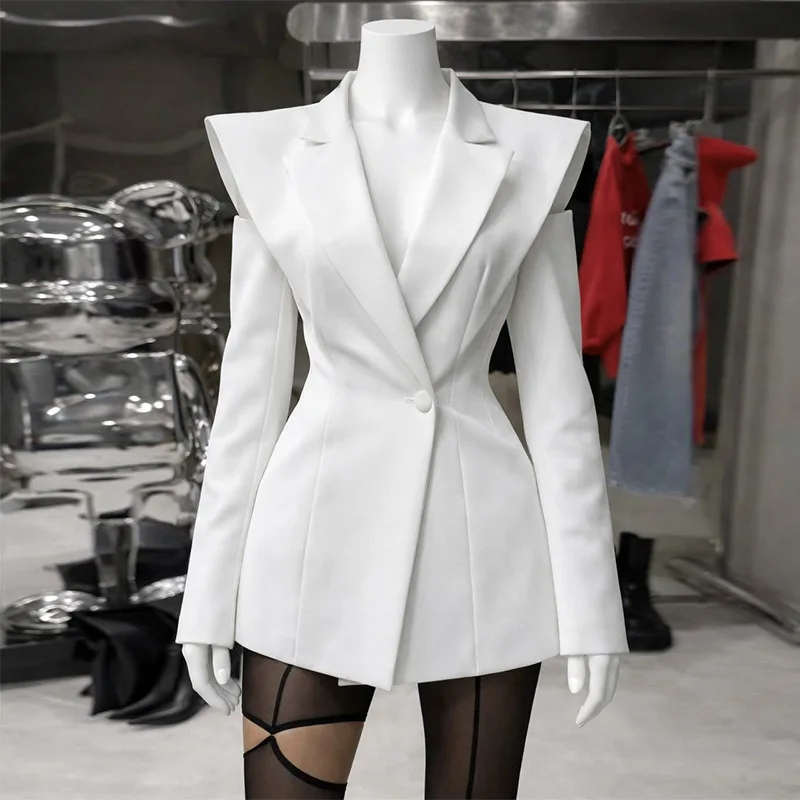 

European American Women's Clothing Spring Temperament Fashionable Waist Small Suit Solid Color Design Blazer Exquisite Leisure