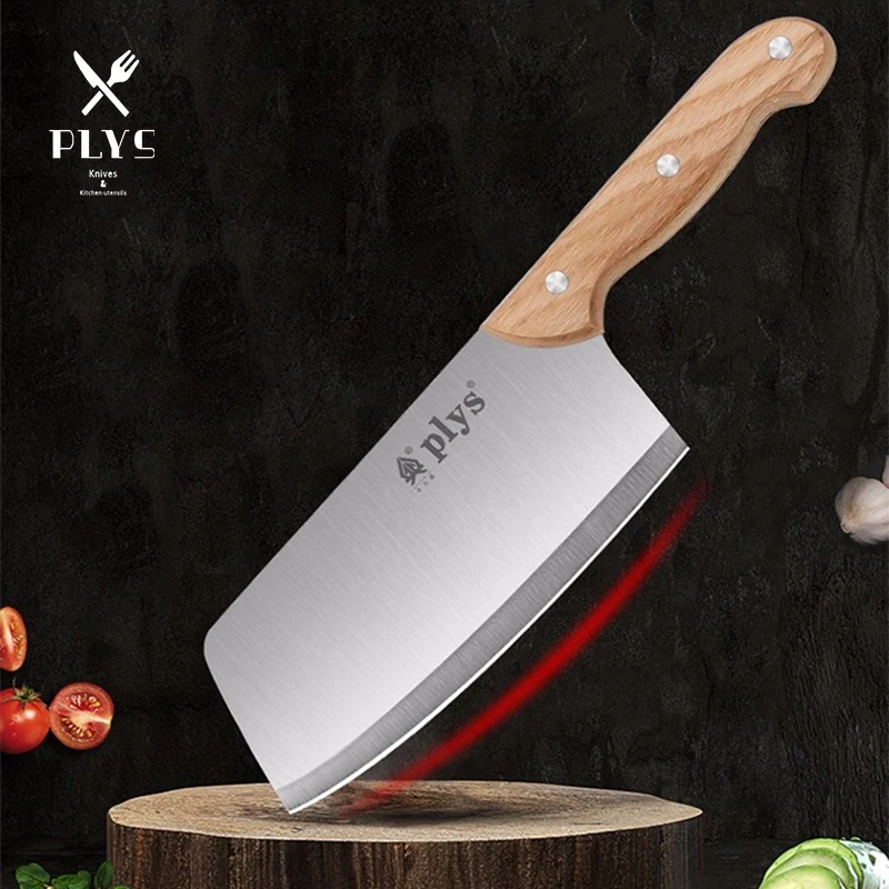 PLYS Stainless Steel Slicing Knife, Household Women\'s Model Kitchen Meat Cleaver, Light Handle Utility Knife