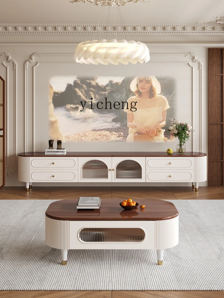 

LSL all solid wood coffee table TV cabinet combination living room household small apartment light luxury