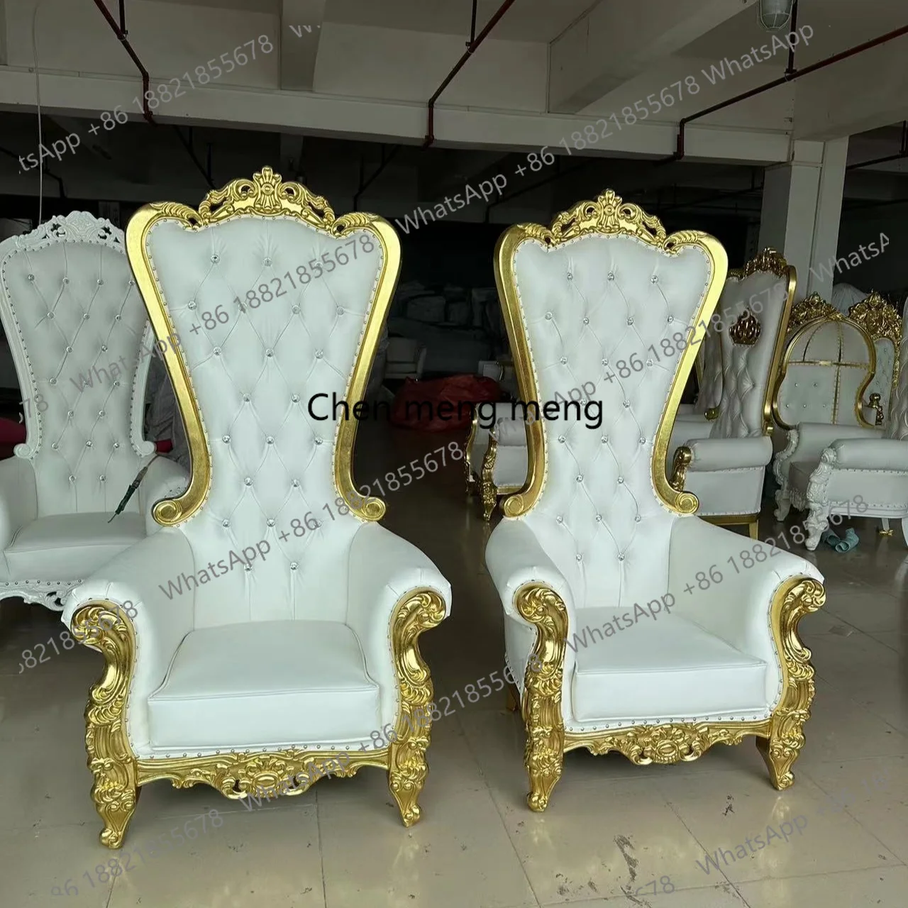 

Wholesale Hotel Luxury Throne Chair Event Gold White Wedding Throne Chair