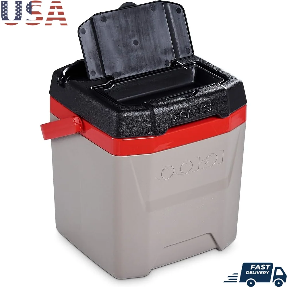 

12 Quart Insulated Cooler with Dry Storage Lockable Lid Ergonomic Handle Self-Draining Cup Holders Ideal Camping Outdoor