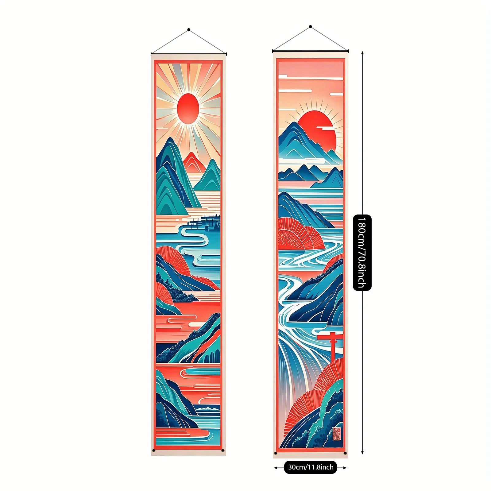 زوج واحد من أعلام الزوجين لتزيين الحفلات اليابانية، لافتة شرفة ترحيب عائلية - تصميم توضيحي كرتوني، #3