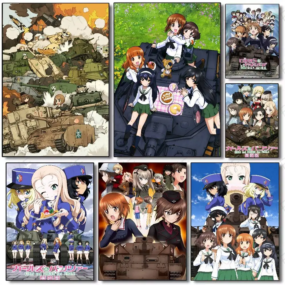 Anime G-Girls Und Panzer Poster Wasserdicht Vintage Film Poster Hohe Qualität Wand Kunstdruck Für Zimmer Dekor Geschenk