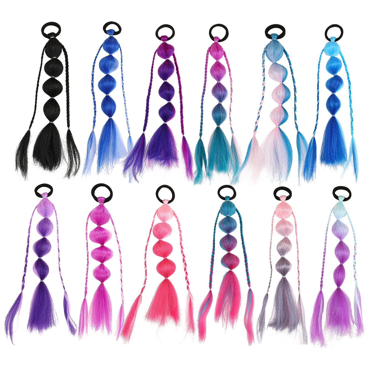 

2 шт., градиентные цвета, однорядочные фонарики, пузырьковые косы, косы, накладные ленты для волос для девочек, модные аксессуары для волос для женщин