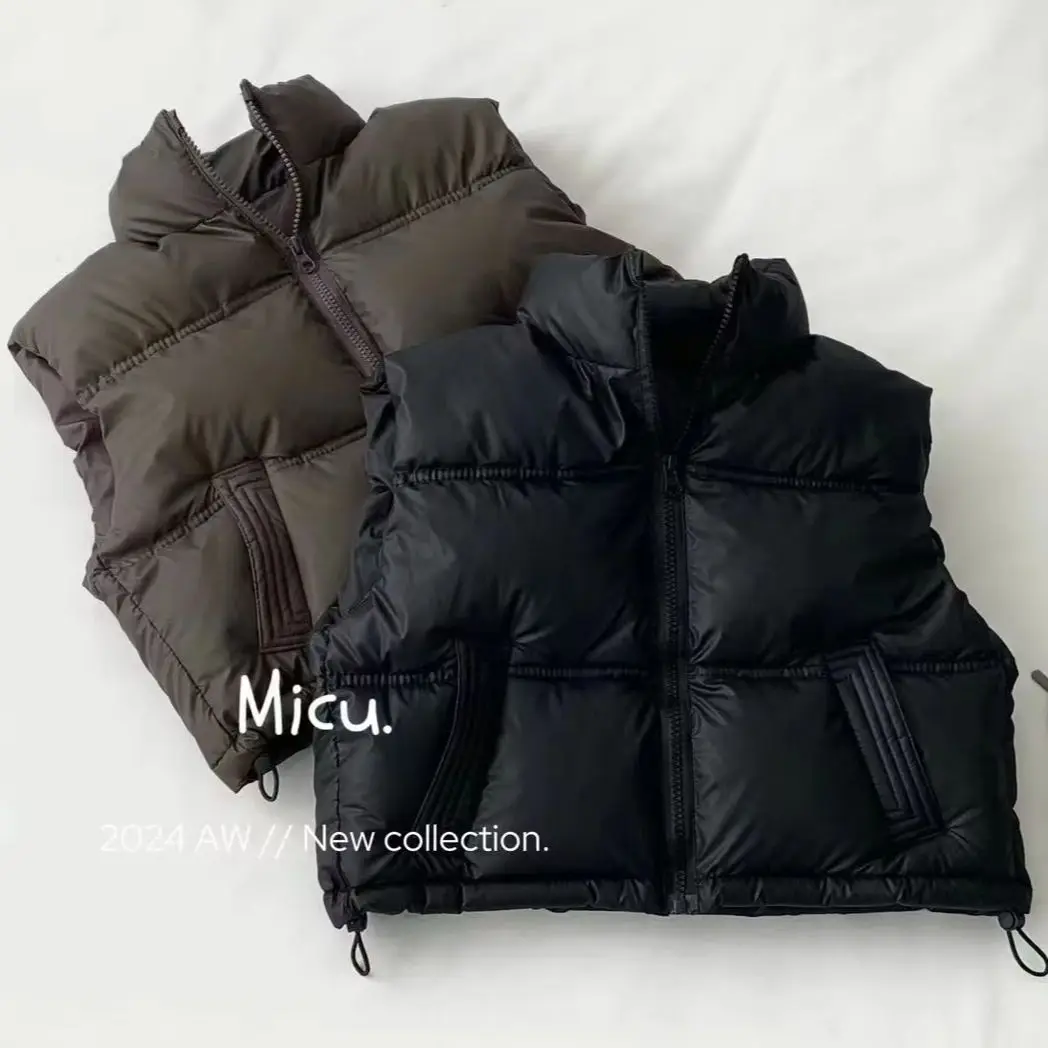Otoño Invierno nuevos niños niñas chaleco Color sólido grueso cálido abajo algodón chaleco con cremallera para 3-12 años adolescentes niños ropa de abrigo Casual