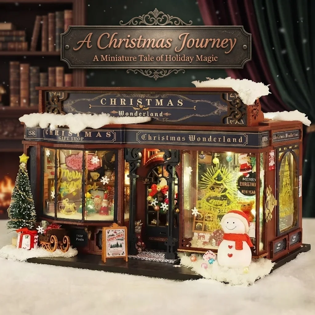 DIY Little House Christmas Wonderland Toy Model Handmade Assembly DIY Little House DIY Bookend view 2
