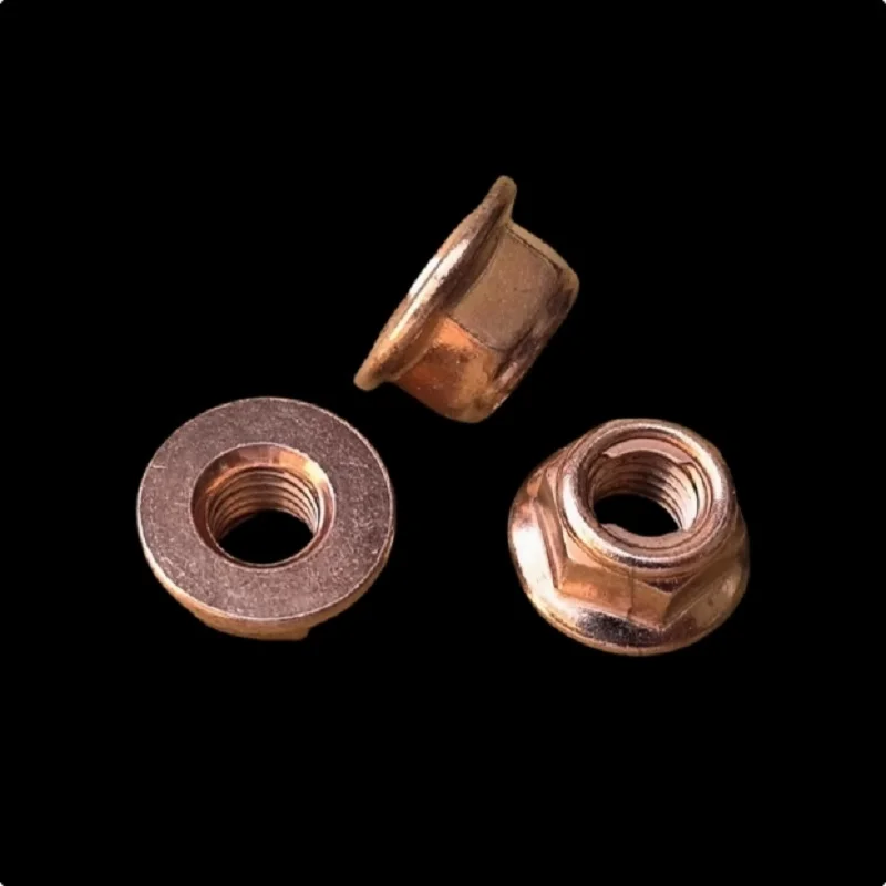 

12Pcs New Exhaust Nuts Elbow Nuts Practical M8 Copper Flashed Exhaust Manifold Nut 8mm Nuts High Temperature Nuts Home Fasteners