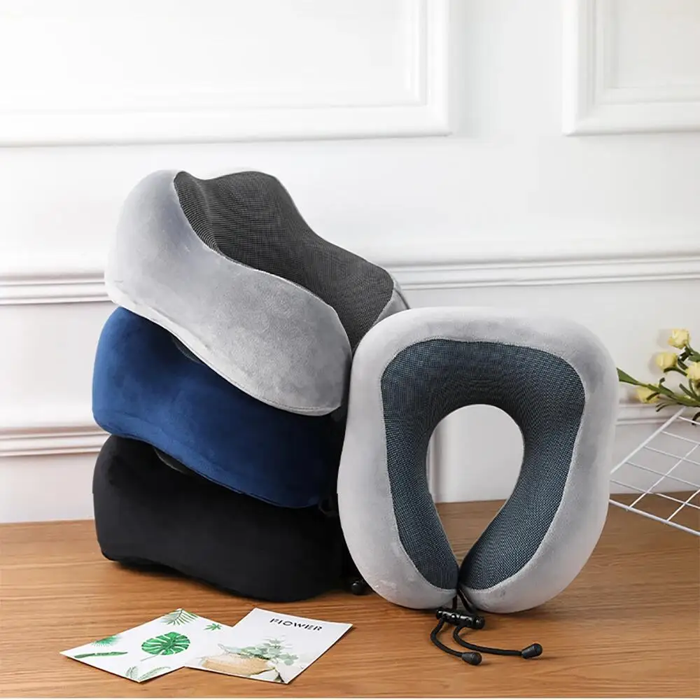 Almohada de viaje suave en forma de U, almohada de viaje para el cuidado de la salud, espuma viscoelástica para el cuello, almohada Cervical para avión, cojín para el cuello