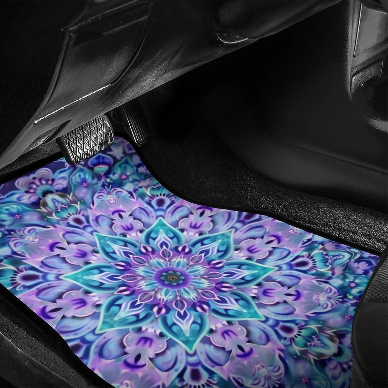 Mandala Pattern Front & Rear Car Floor Mats For Cars Auto Floor Mats 4pcs Full Set Car Carpet Floor Mats Universal Fit For Suvs,
