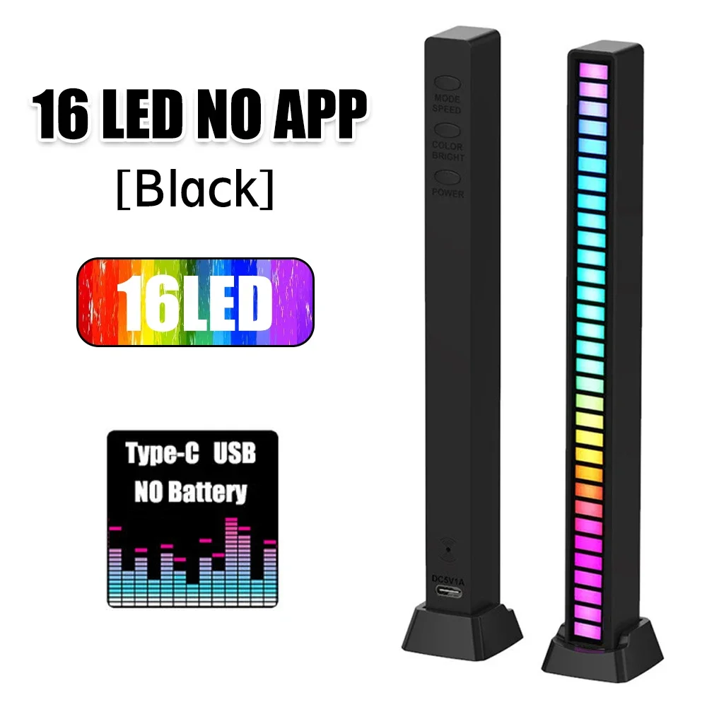 LED Voice-controlled Rhythm Light Strip Light Music Sound Control Atmosphere Night Lights 16/32  Color LED Beads Party Car Decor