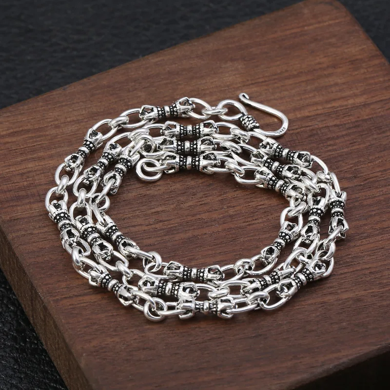 BOCAI S925 Pure Silver Jewelry Retro Simplicity King Kong Pestle Bracelet Selected Gifts For Men and Women