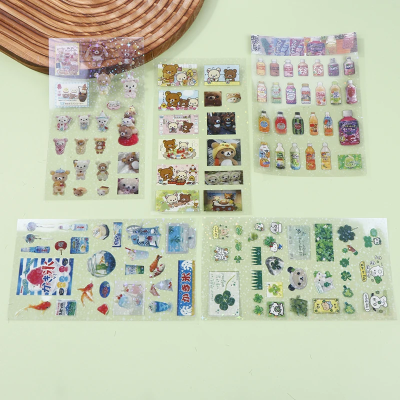 Cute Cartoon Diecut Flash Stickers Y2K Decorative Stickers for Scrapbooking DIY Phone Case Decoration Collage Material