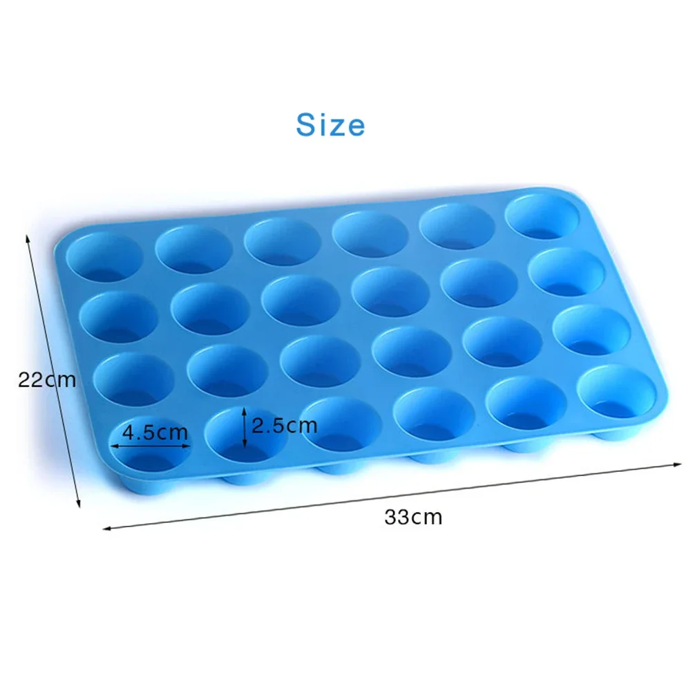 24 Cavity Muffin Cup Silicone Soap Cookies Cupcake Bakeware Pan Tray Mould Mini Home DIY Cake Mold Home Kitchen Accessories New