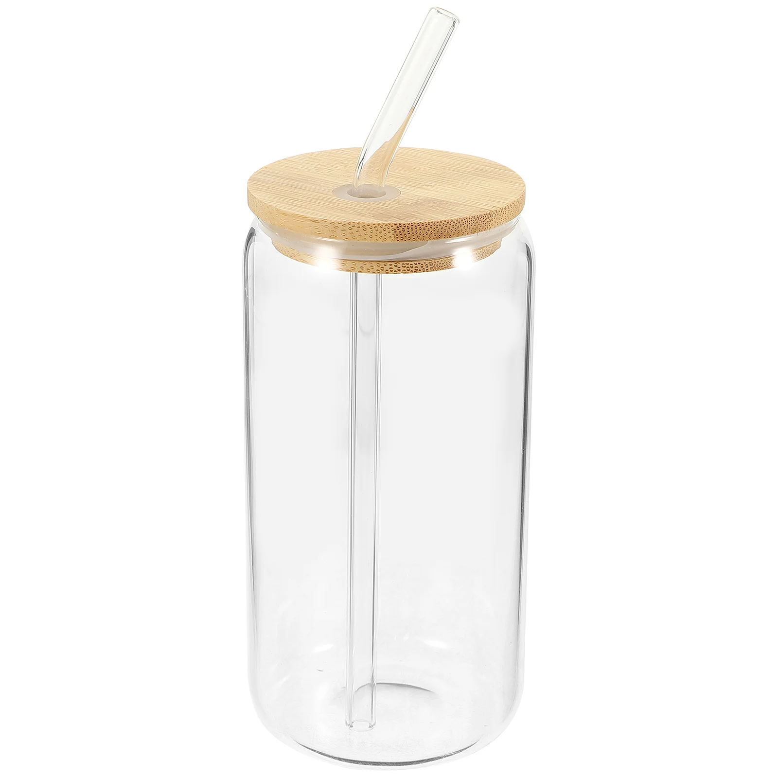 

Iced Coffee Glasses Bamboo Lid Drink Cup Espresso with Lids and Straws Cups Travel Juice Bottles