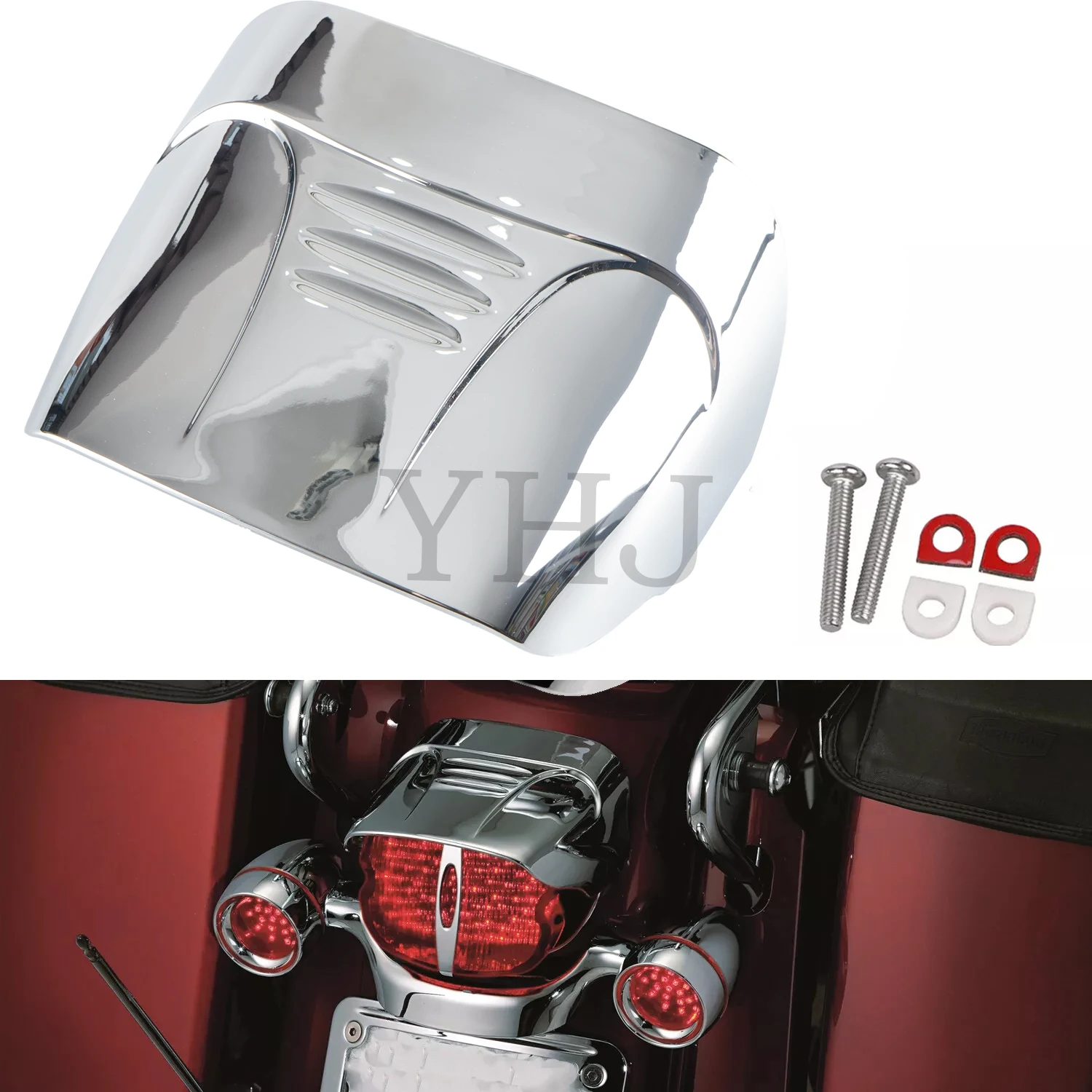 

For Harley Dyna Softail Touring Glide Road King FXRS Tri Glide Trike Motorcycle Tail Light Visor Cover ABS Plastic Chrome