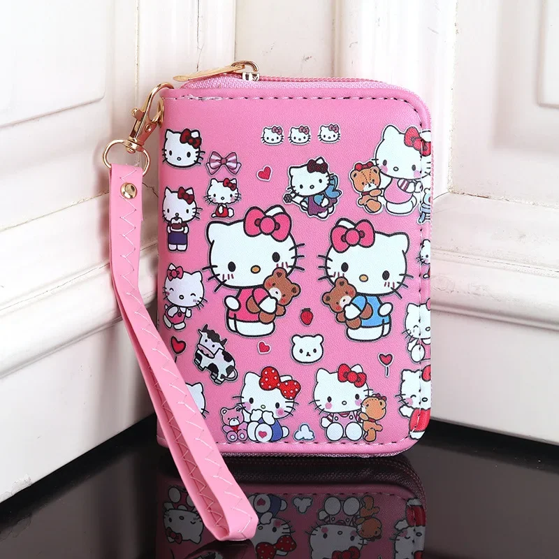 Sanrio Hello Kitty Coin Purse Anime Kuromi My Melody Woman Wallet Cartoon Portable PU Leather Zipper Coin Purse Girls Boys Gifts