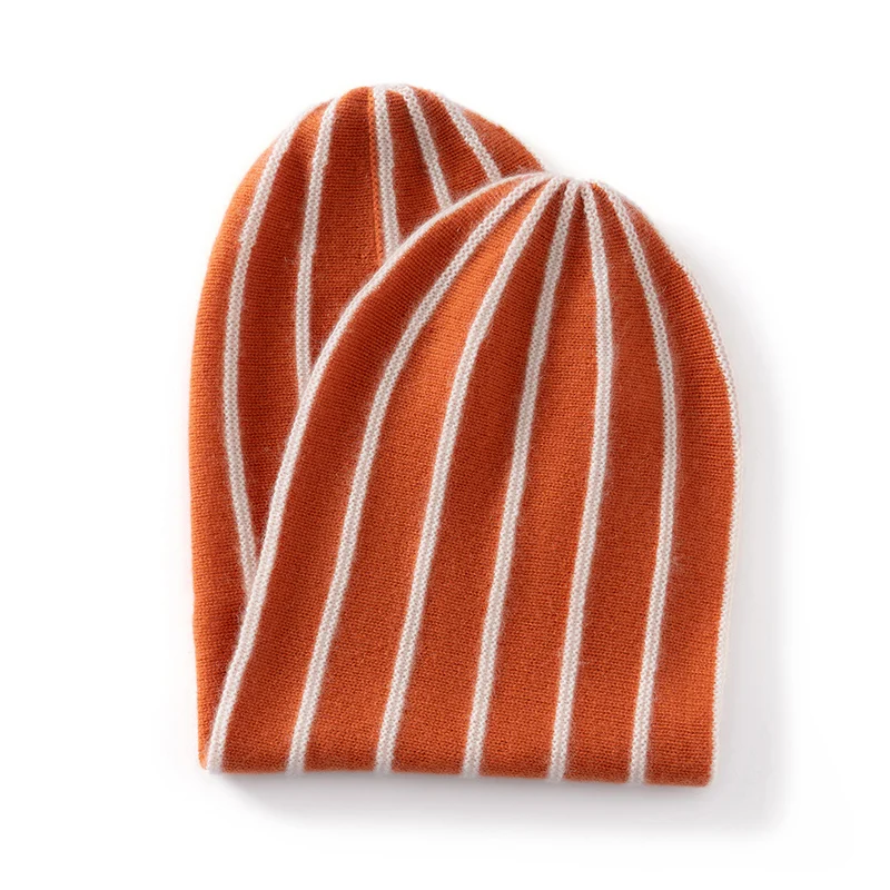 Quality Cashmere Hat For Women/Men Two-Layer Thicken Warm Winter Hats Unisex Outdoor Ski Cap Patchwork Cuffed Knitted Beanie Hat