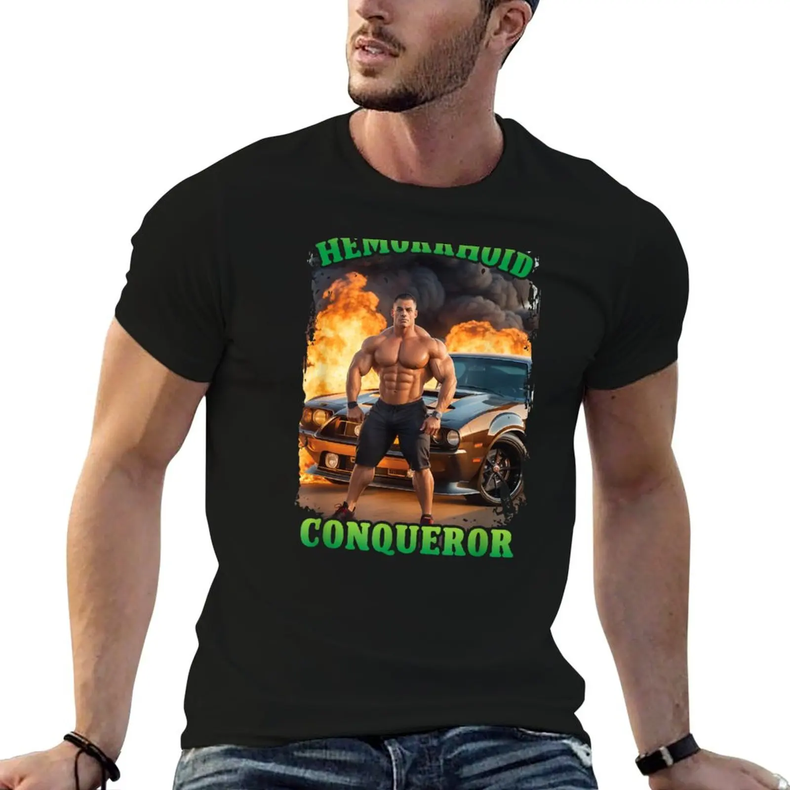T-shirt décontracté à manches courtes coupe ample avec motif humoristique et original sur les hémorroïdes