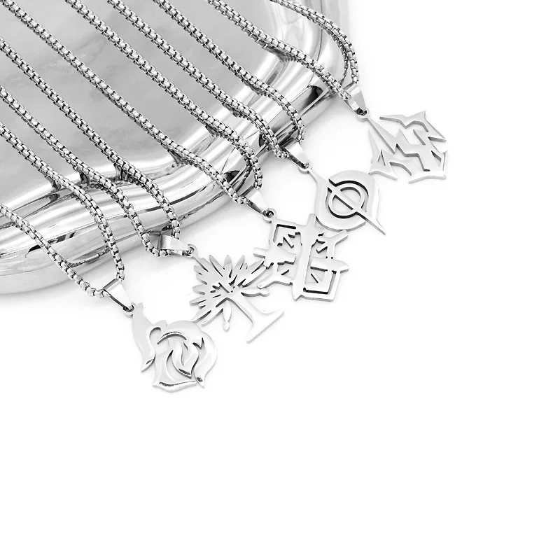 Fashion Simple Anime Game Honkai:Star Rail 7 Element Logo Cosplay Titanium Steel Necklace Pendant Metal Choker Chain Accessories