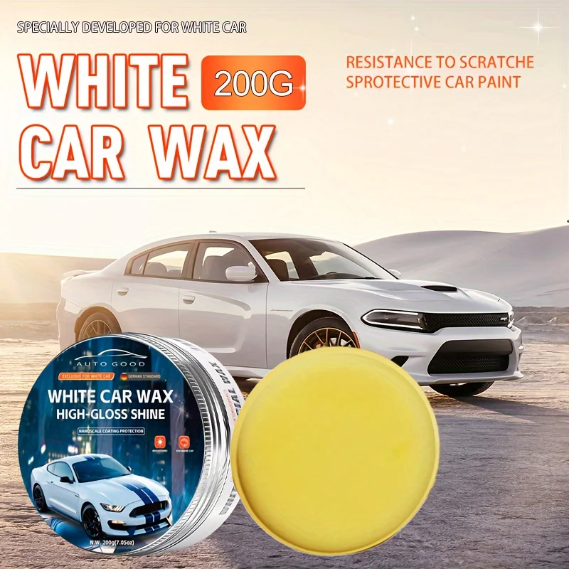 200g White Car Wax for Car Paint Care, High Gloss Shine, Waterproof Wax, Renovation Polishing Protection, Hydrophobic Coating