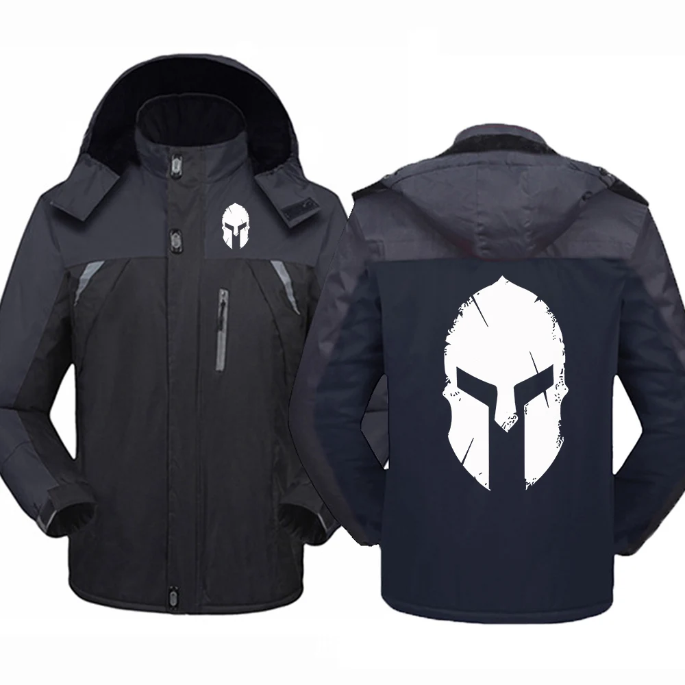 

Spartan logo men's thick windproof coat is suitable for keeping warm and protecting against the cold in winter hoodies jacket