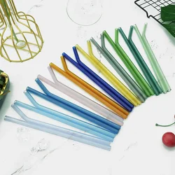 20Pcs Coloful Reusable Glass Straws 8mm Drinking Straws For Smoothie Milkshake Tea Juice Cocktail Straws with 4Pcs Clean Brush