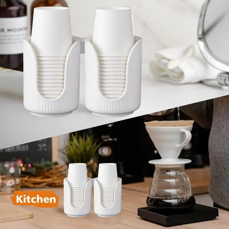 Mouthwash Cup Dispenser Sturdy Cup Dispenser With Groove Design Versatile U-Shape Cup Holder Efficient Cup Dispenser