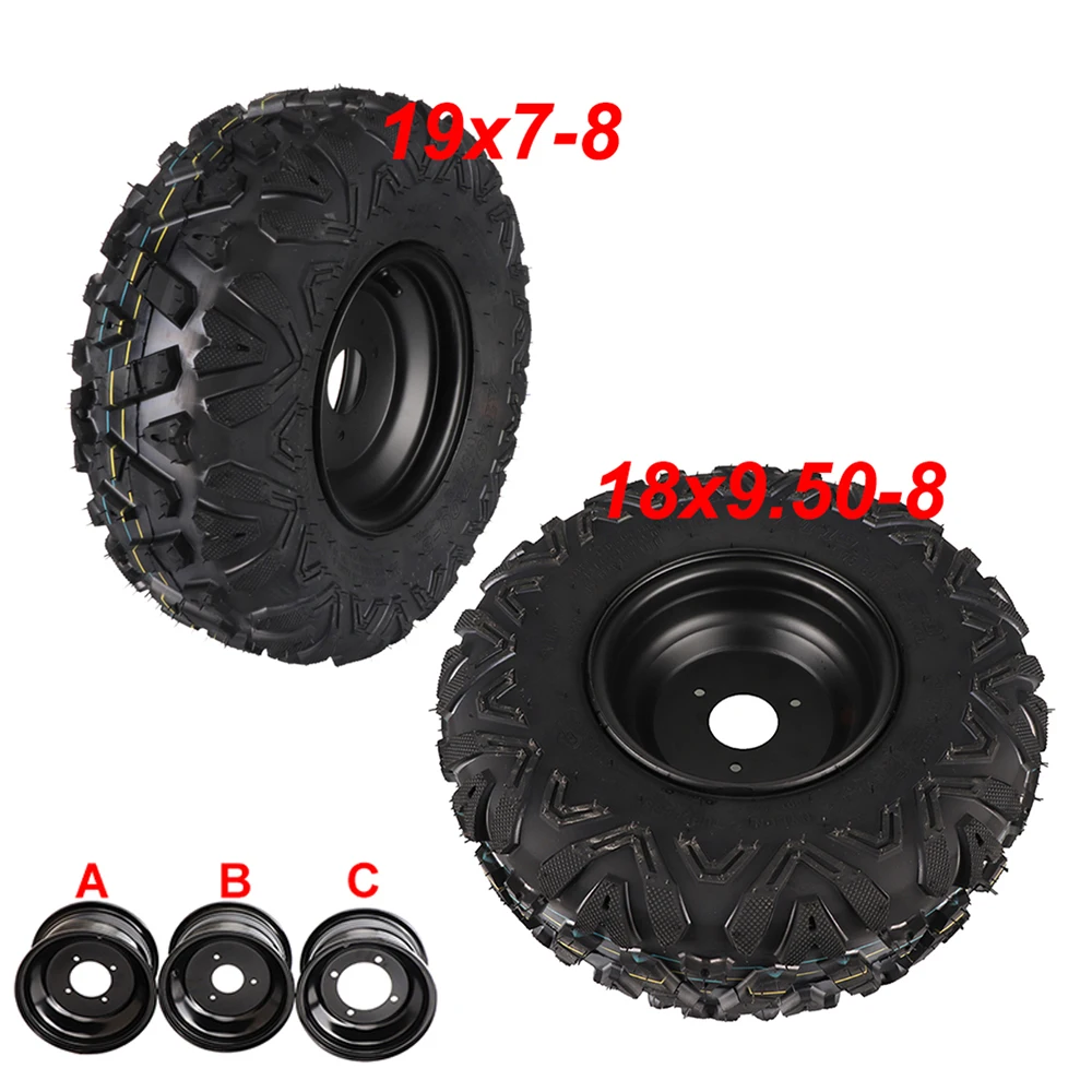 

Бескамерная шина 19x7-8/18x9,50-8 дюймов с 3-ключением для 110-150cc ATV GO KART UTV Внедорожный велосипед Гольф-кара Четырехколесный велосипед Внедорожный велосипед
