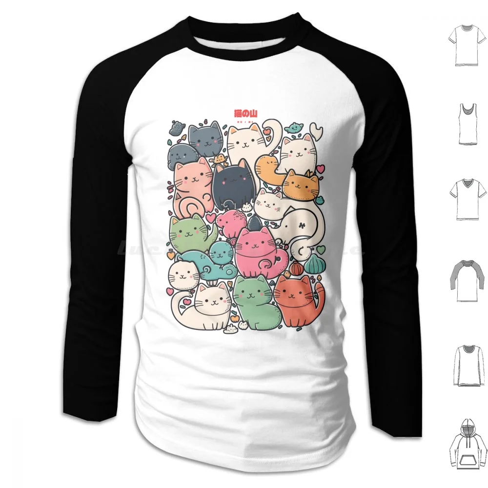 A Pile Of Cats 2 Hoodie cotton Long Sleeve Anime Cat Cats Cute Cats Heart Hearts Japan Japanese Kawaii Kitten Kitty