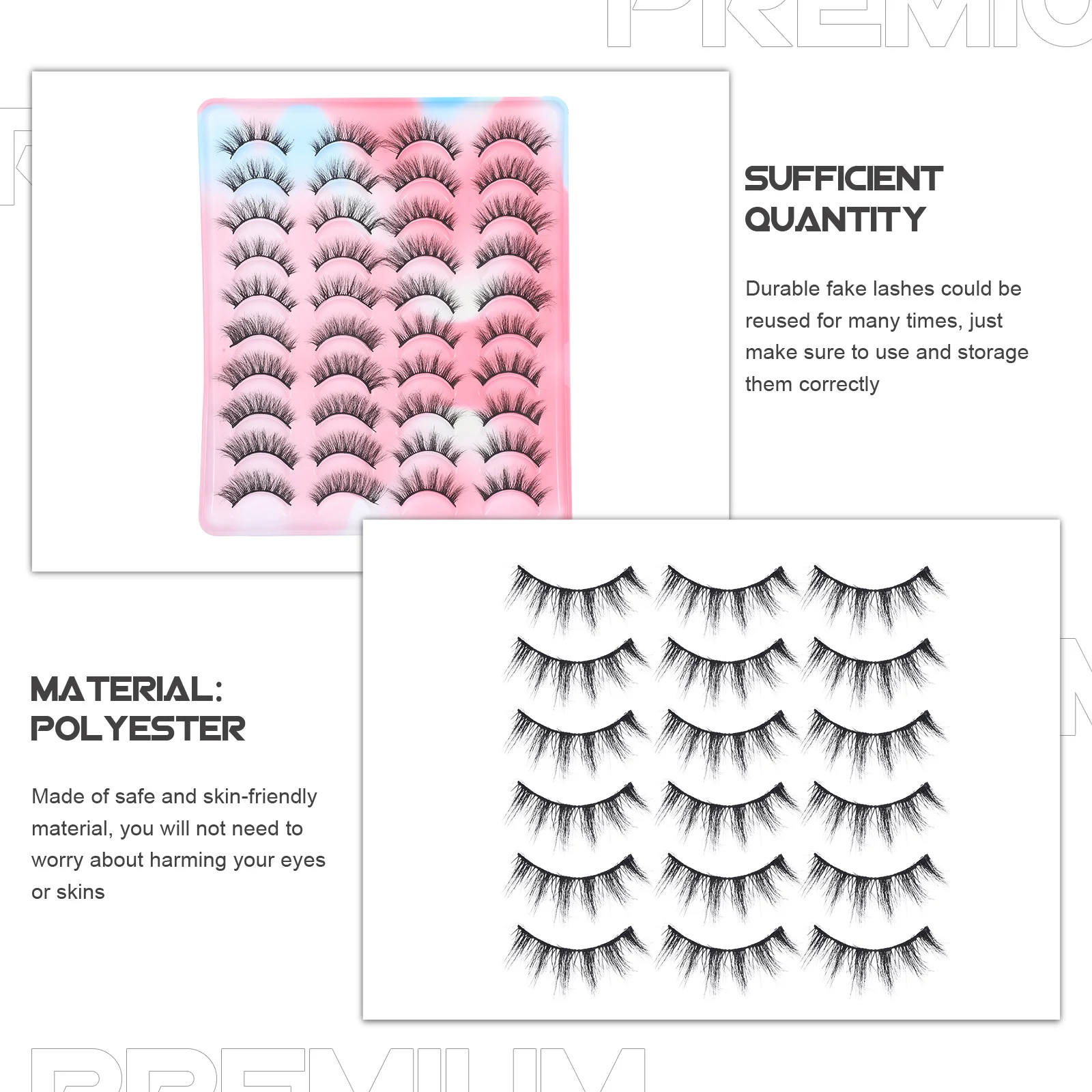 

20Pairs Artificial Eyelash Strips Fake Lashes Natural Look Lightweight Reusable Lash Bulk Set Makeup Lash Strips Eyelashes