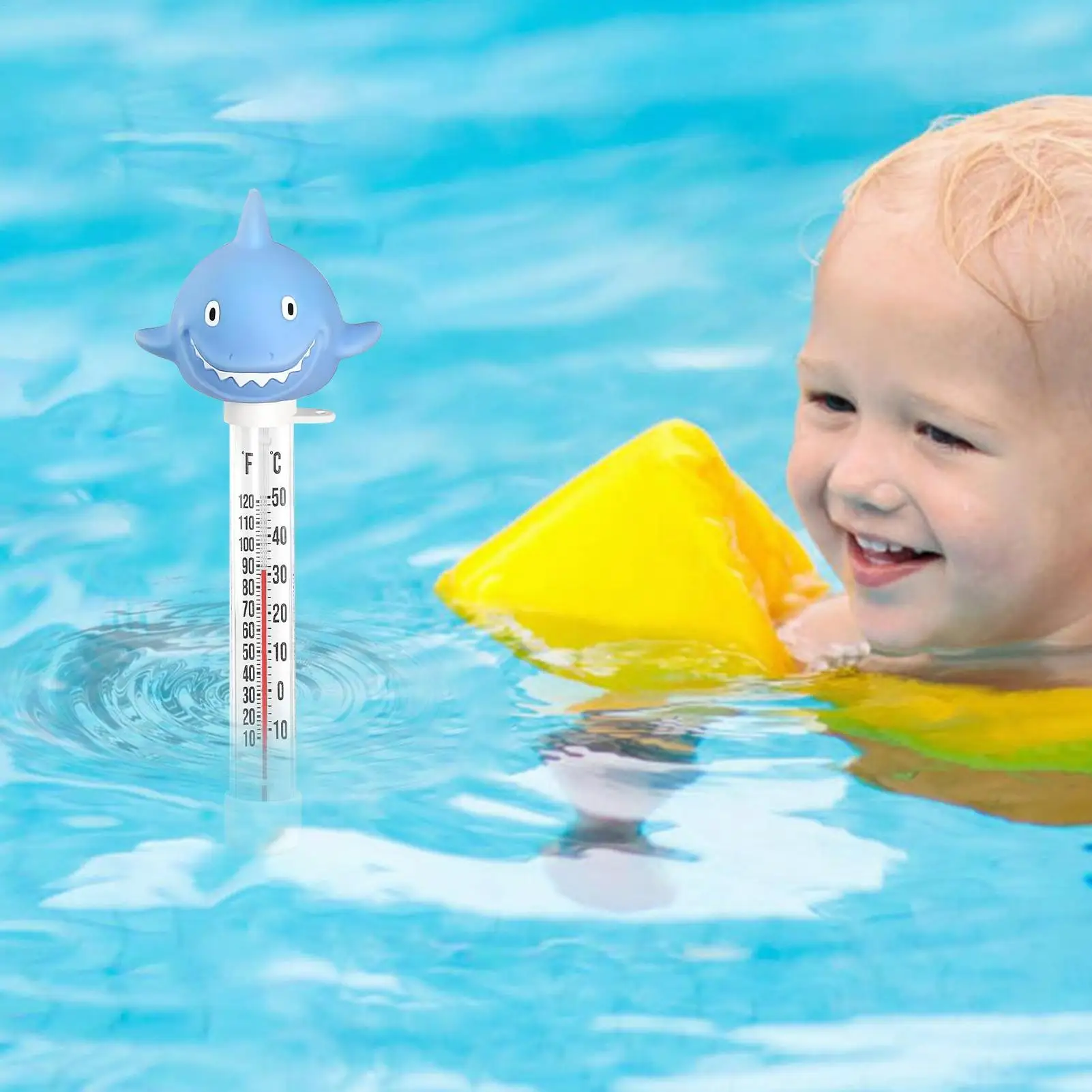 Indicatore di temperatura per piscina Indicatore di temperatura per bagno di squalo galleggiante Dispositivo di monitoraggio della temperatura dell'acqua galleggiante per il nuoto della vasca da bagno termale