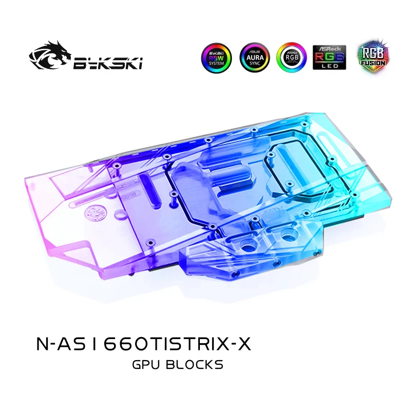 Bykski GPU Water Block For ASUS ROG STRIX GTX1660TI O6G / Full Cover Copper Radiator Block/3PIN 5V A-RGB / 4PIN 12V RGB