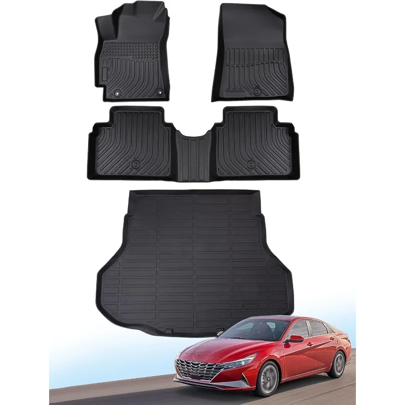 

US All Weather Floor Mats Set Custom Fit for Hyundai Elantra Elantra N (Not for Hybrird) 2025 2024 2023 2022 2021 All Weather