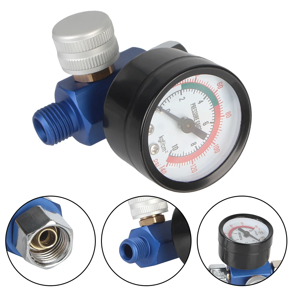 Spray Gun Air Regulator Gauge Pneumatic Tools For Airbrush 1/4\