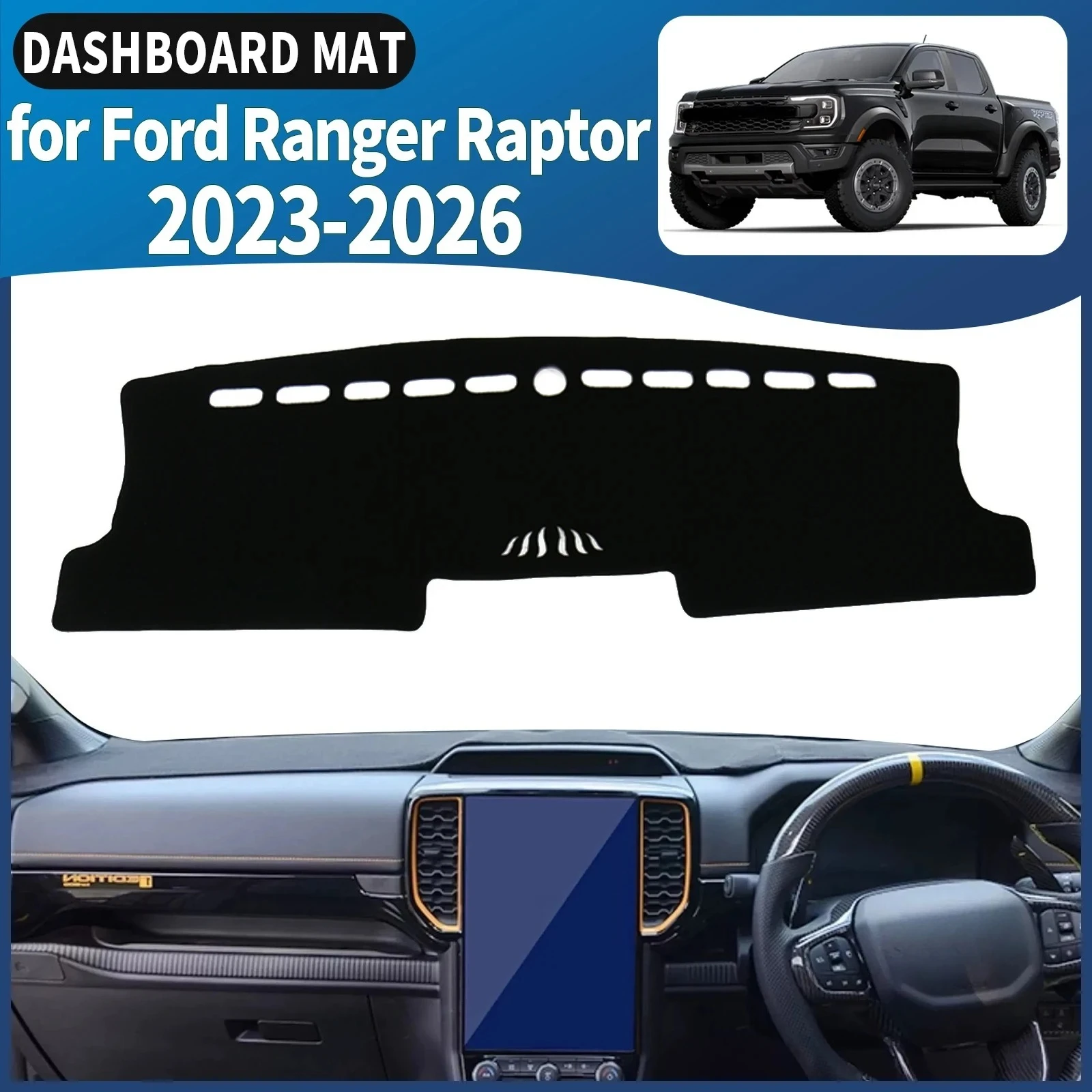 

fit for Ford Ranger Raptor 2023 2024 2025 2026 Car Dashmat Dashboard Cover Pad DashMat Sunshade Accessories Protective Carpet
