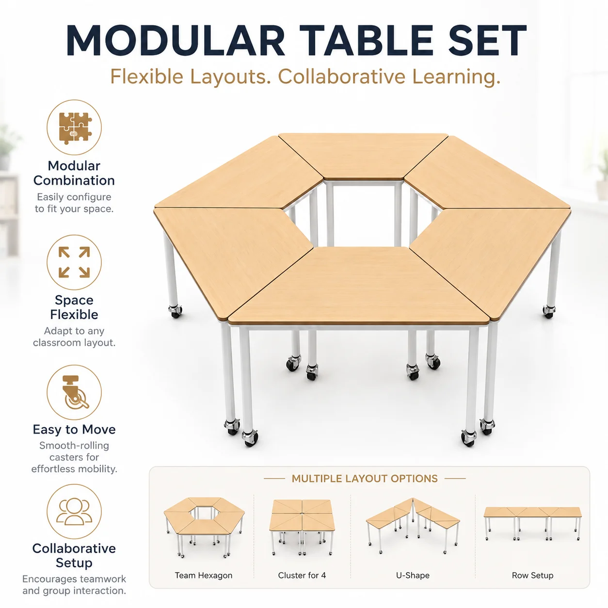 American Modern Classroom Desk And Chair Set School Furniture Student Desk And Chair Office Height-adjustable Folding Table