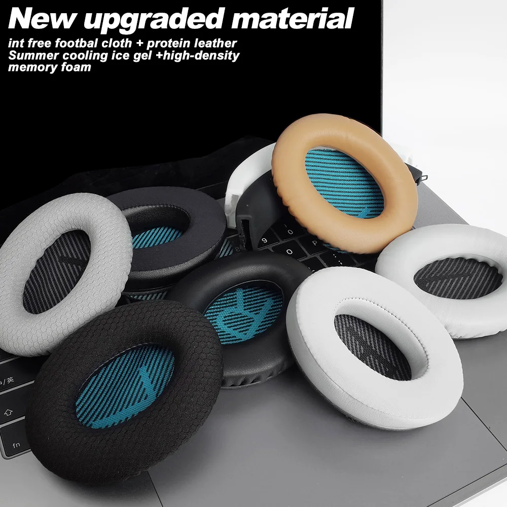 وسادات الأذن مع BOSE QC15.QC35.QC25 البروتين والجلود رغوة الذاكرة بطانة للأذن وسائد بديلة فوق الأذن سماعات لينة برو