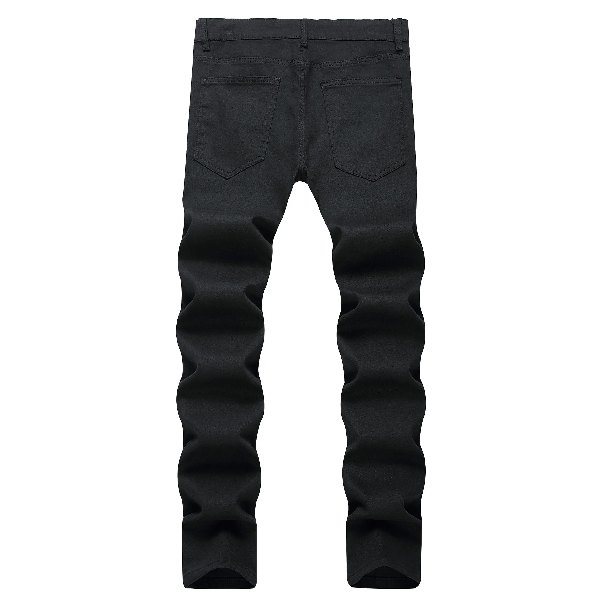 Pantalones vaqueros cálidos con bordado de calavera para hombre, Bolsillo grande, grafiti, rayado, alta elasticidad, 3D, cremallera en inglés,