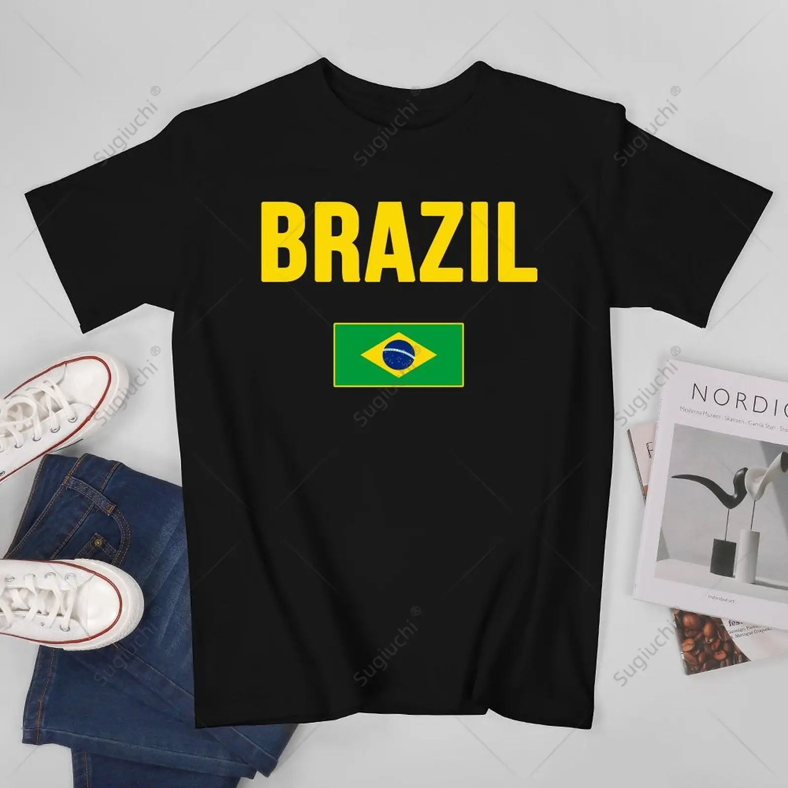 Unisex Men Brazil Brazilian Flag Brasil Bandera Bandeira Tshirt Tees T Shirts Women Boys 100% Cotton T-Shirt