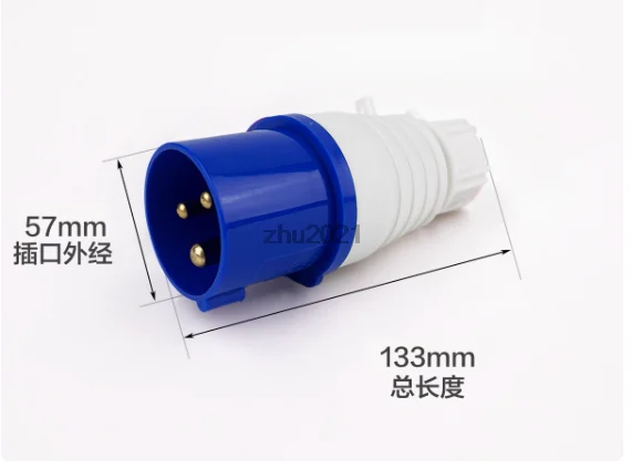 ZZ-023 AC220-250V 32A 2P+E 3 Pin Wirable Wall Mounting Industrial Plug
