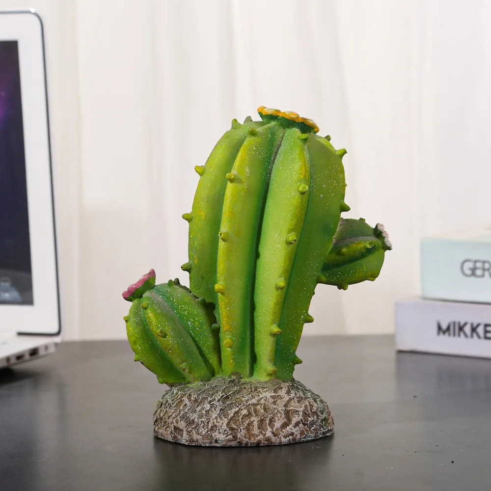 

Прочная зеленая статуя кактуса, миниатюрные фигурки кактуса ручной работы из смолы, устойчивые к атмосферным воздействиям, устойчивые к ультрафиолетовому излучению фигурки растений, декор для рабочего стола