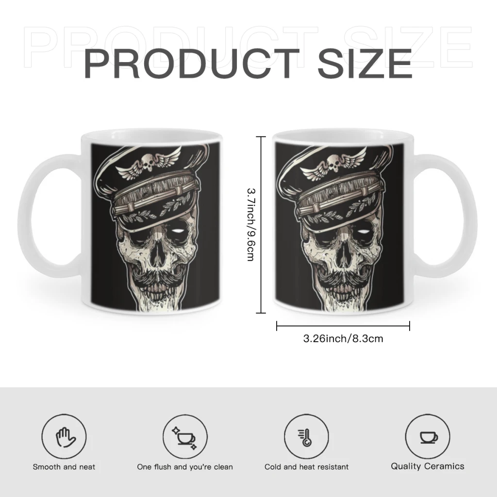 Skull-Printing-11oz Afternoon Tea Mug Multifunctional Ceramic Coffee Mug Porcelain Coffee Cup Drinking Cup For Home