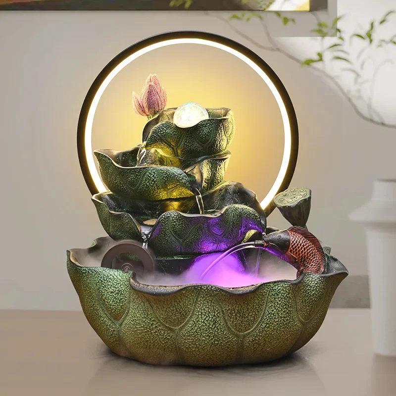 Lotus pond moonlight circulation water fountain ornament office living room desktop opening housewarming gift decorative