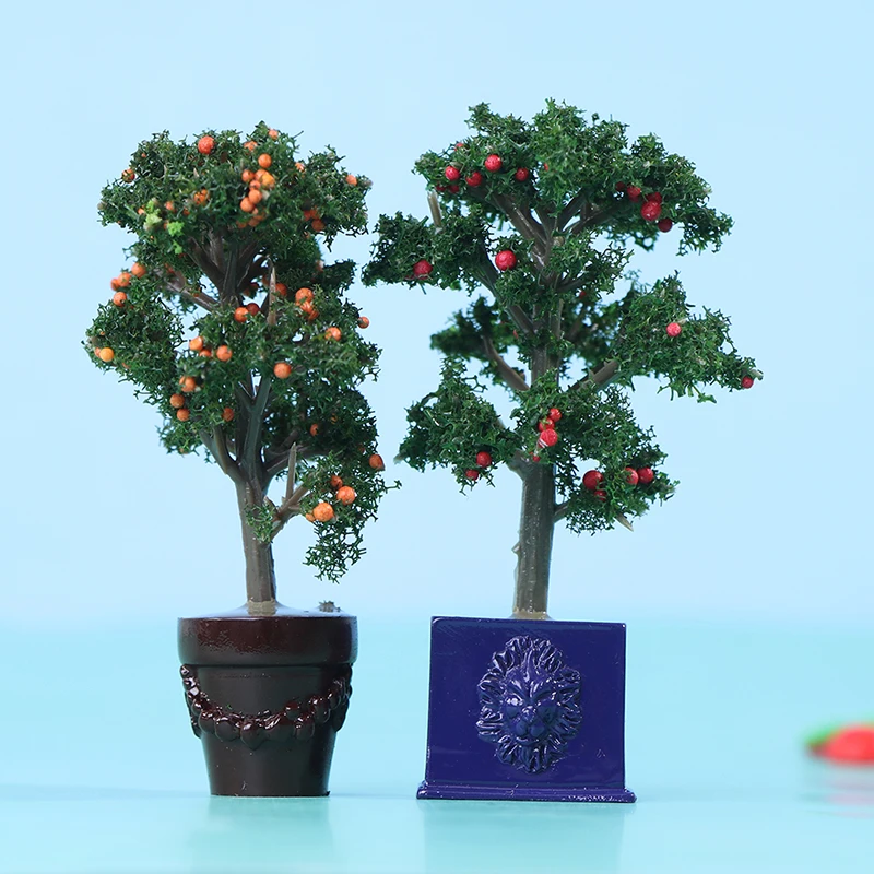 1:12 Dollhouse Miniature Potted Fruit Trees Simulation Potted Plants Doll Decor