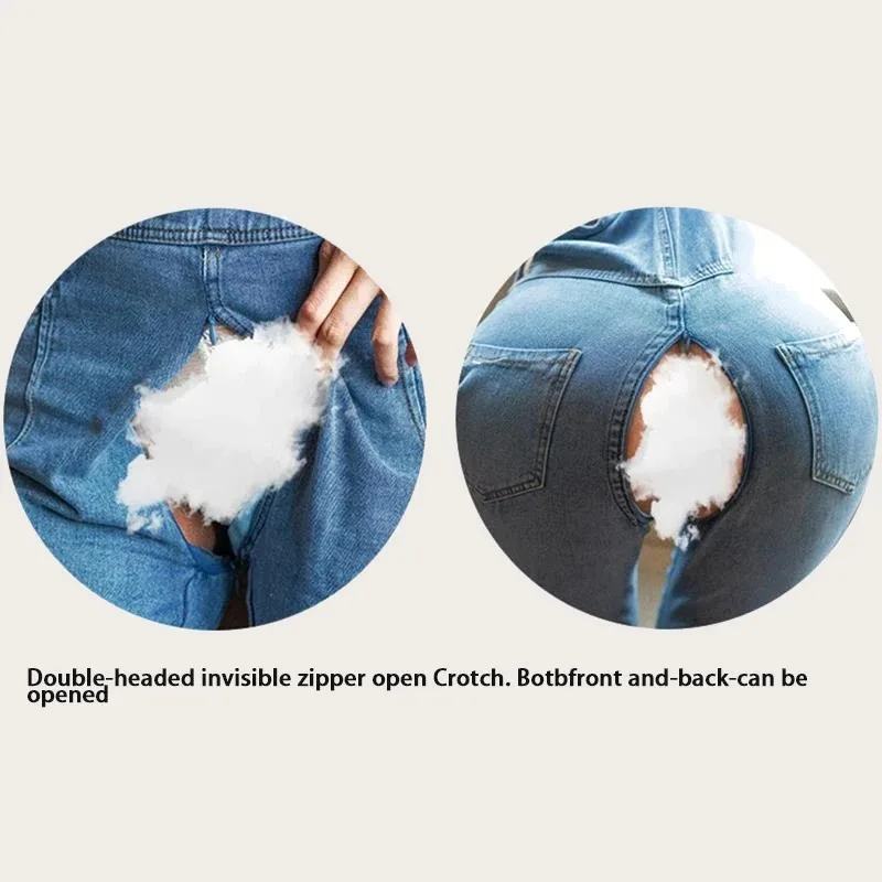 في الهواء الطلق مفتوحة المنشعب الجنس السراويل الغريبة Hotpants النساء صديقها ممزق الجينز الخوخ الورك الدنيم Y2k بنطلون زوجين ملابس الشارع الشهير غير رسمية