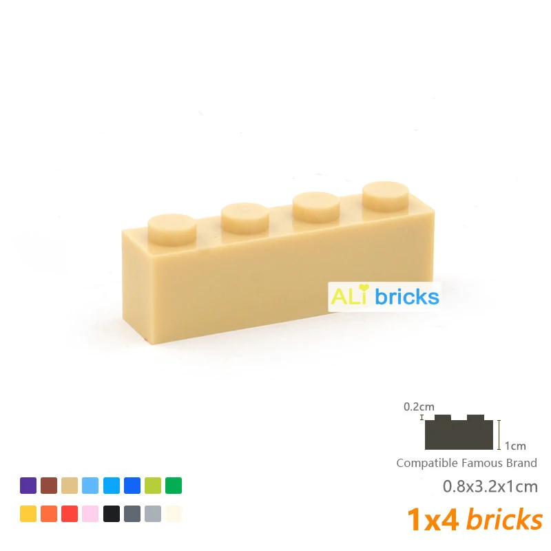 400pcs 1x4 Dots Bulk Building Blocks Thick Figures Bricks Educational Creative Toys for Children Size Compatible With 3010