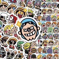 70-140pcs cute Anime Luffy One Piece Stickers Notebook Motorcycle Skateboard Laptop Phone Case Cartoon Sticker for Kids Toy